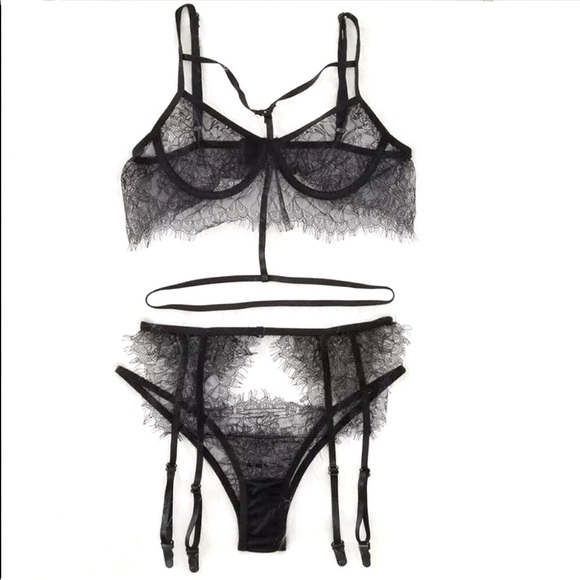 Other - 3 PIECE FRENCH EYELASH LACE LINGERIE SET